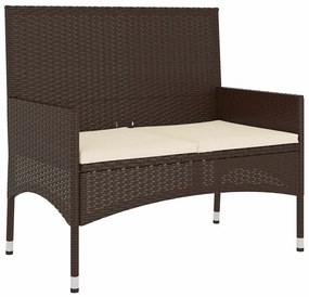 6 pcs conj. lounge jardim c/ almofadões 6 pcs vime PE castanho