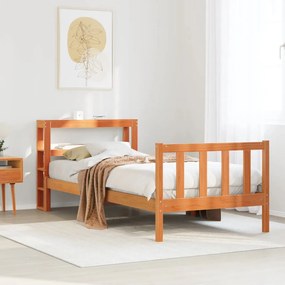 vidaXL Estrutura cama c/ cabeceira 100x200cm pinho maciço castanho-mel