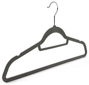 Conjunto de 100 cabides em veludo com barra 45 x 23,5 cm cinzento