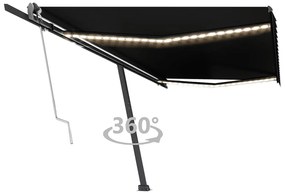 Toldo automático com LED e sensor de vento 500x350 cm antracite