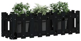Canteiro elevado c/ design cerca 100x30x30cm pinho maciço preto