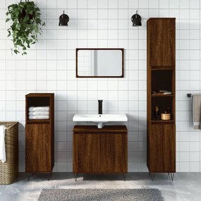 vidaXL 3 pcs conjunto móveis WC derivados de madeira carvalho castanho