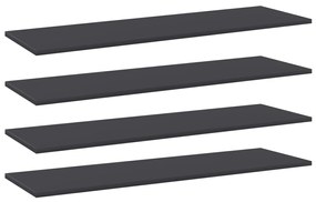 vidaXL Prateleiras p/ estante 4 pcs 100x30x1,5cm contraplacado cinza