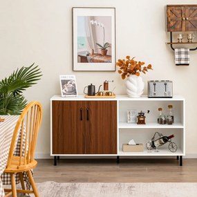 Aparador Castelo Branco com Compartimentos Abertos e Portas – 148x40x7