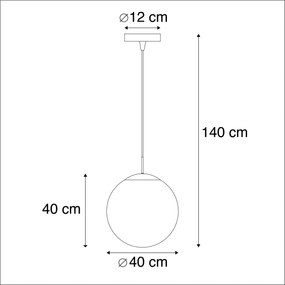 Candeeiro suspenso moderno em latão com vidro fumê 40 cm - Bola Moderno,Retro