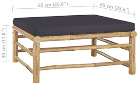 8 pcs conj. lounge jardim em bambu c/ almofadões cinza-escuro