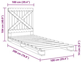 Estrutura de cama com cabeceira 100x200cm pinho maciço