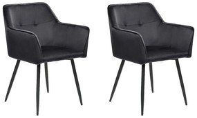 Conjunto de 2 cadeiras de veludo preto JASMIN Beliani