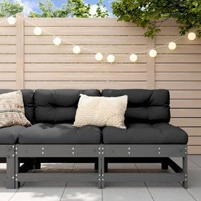 vidaXL Sofás de centro para jardim 2 pcs madeira pinho maciça cinzento
