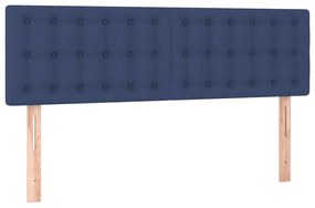 Cabeceira de cama c/ luzes LED tecido 144x5x78/88 cm azul
