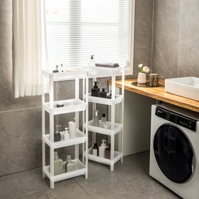 Conjunto de 2 estantes de casa de banho ou cozinha de 3 camadas 36 x 23 x 99,5 cm branco