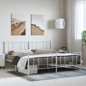 Estrutura de cama com cabeceira e pés 183x213 cm metal branco