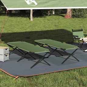 vidaXL Cama de Camping Dobrável Manual 2 pcs Verde 210 x 80 x 46 cm