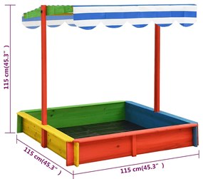 Caixa de areia c/ telhado ajustável madeira abeto UV50 multicor