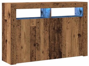 Aparador luzes LED 115,5x30x75 cm deriv. madeira madeira velha