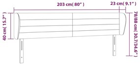 Cabeceira de cama c/ abas tecido 203x23x78/88cm castanho-escuro