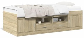 vidaXL Sofá-cama com gavetas sem colchão 75x190 cm carvalho sonoma