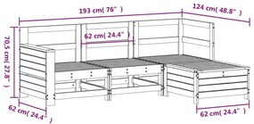 4 pcs conjunto sofás de jardim madeira de pinho maciça branco