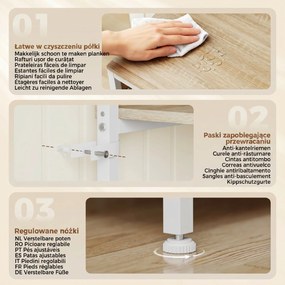 Armario de Cozinha Suporte de Micro-ondas com Prateleiras e 6 Ganchos para Espaços Pequenos 80x40x181 cm Carvalho