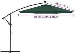 Tecido de substituição p/ guarda-sol cantilever 300 cm verde