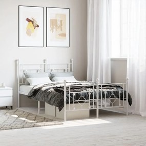 vidaXL Estrutura de cama com cabeceira e pés 120x190 cm metal branco