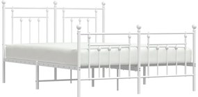 Estrutura de cama com cabeceira e pés 140x200 cm metal branco
