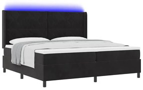 Cama Box com Colchão e LED Preta 200x200 cm Veludo