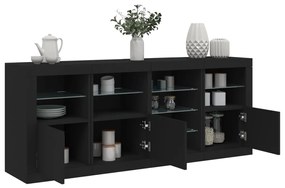 Aparador com luzes LED 164x37x67 cm preto