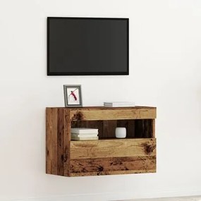 Gabinete de TV vidaXL com Luzes LED Madeira Antiga 60x30x40 cm