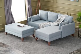 Sofá-Cama de Canto Bella – Azul – 205x85x140 cm