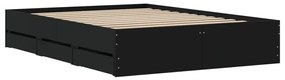 Estrutura de cama c/ gavetas 120x200 cm derivados madeira preto