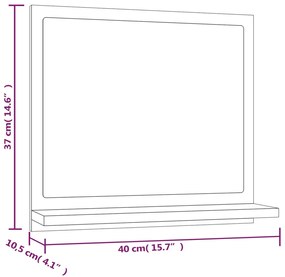 Espelho WC 40x10,5x37 cm derivados de madeira carvalho castanho