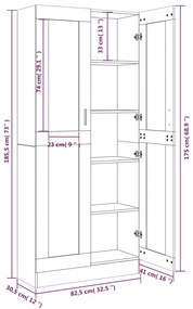 Vitrine Real de 185 cm - Cinzento - Design Moderno