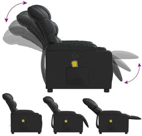 Poltrona de massagens reclinável couro artificial preto