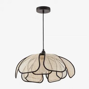 Lâmpada De Teto Suspensa Ø50 Cm Vidson Linho E Algodão Natural - Preto - Sklum