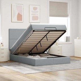 vidaXL Estrutura de cama otomana com colchão 140x190 cm cinzento claro