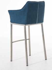 Banco de bar Damaso em tecido com estrutura prateada 64 x 110 x 48 cm Azul