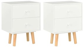 vidaXL Mesas cabeceira 2 pcs 40x30x50cm madeira de pinho maciça branco