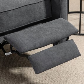 HOMCOM Poltrona Relax Reclinável Manual até 145° Estofada em Poliéster com Apoio para os Pés Retrátil Carga Máxima 150kg para Sala de Estar Dormitório Escritório 68x87x100cm Cinza