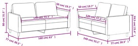2 pcs conjunto de sofás c/ almofadões couro artificial cinzento