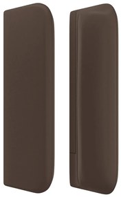 Cabeceira cama c/ abas couro artificial 183x16x78/88cm castanho