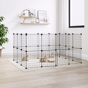 vidaXL Gaiola p/ animais de 28 painéis c/ porta 35x35 cm aço preto