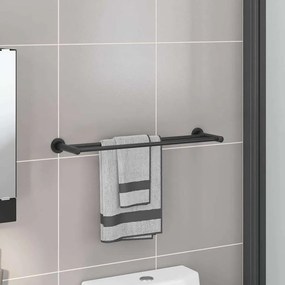 vidaXL Suporte de Toalha Preto 61 x 14.5 x 5 cm Aço inoxidável