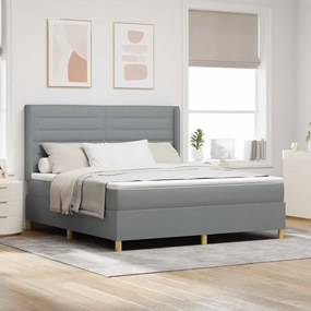 vidaXL Cama com Estrado e Colchão Cinza Claro 180 x 200 cm Tecido