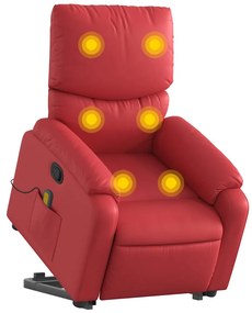 Poltrona massagens reclinável elevatória couro artif. vermelho