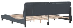 Estrutura de cama c/ luzes LED 200x200cm veludo cinzento-escuro
