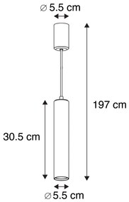 Conjunto de 2 lâmpadas suspensas de design branco - Tuba pequena Design,Industrial,Moderno