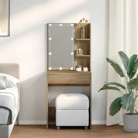 Toucador com luzes LED 60x40x140 cm cor carvalho artisiano