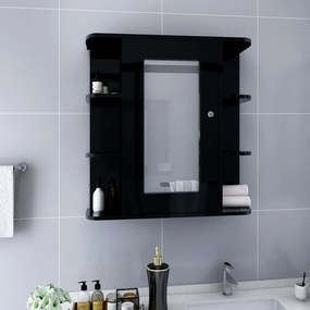 vidaXL Armário espelhado para casa de banho 66x17x63 cm MDF preto