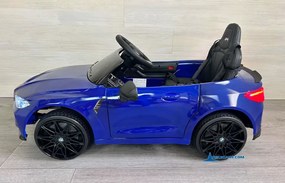Carro elétrico para crianças BMW M4 12V 2.4G, Rodas de borracha, Assento em couro sintético Azul Metalizado